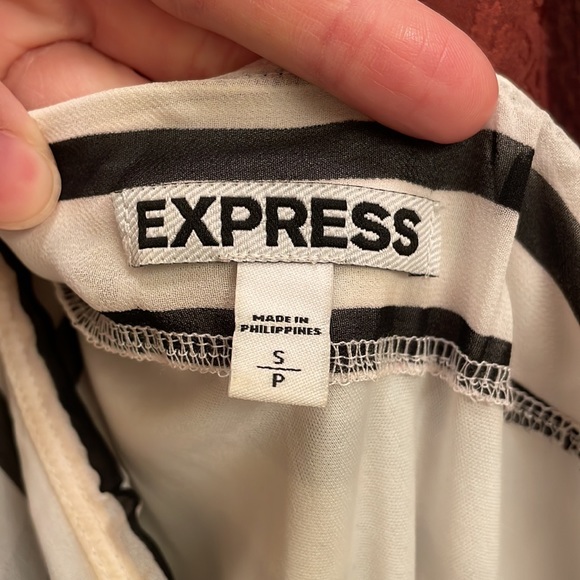 Express size SP white with black stripes one shoulder dress - Picture 3 of 5